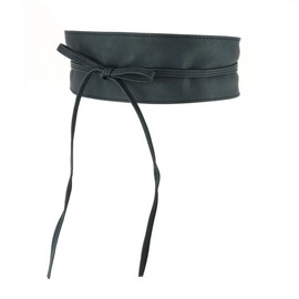 FASHIONGEN Obi Belt for Women – Wide Waist Belt in Faux Leather, MICA - Navy blue, Small/Medium
