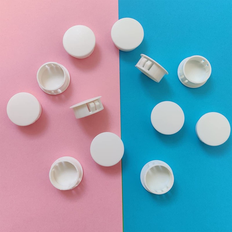 ZYYC 25mm/1'' White Plastic Hole Plugs for Hardware, Cabinet, Screw