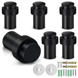 LDHHYH 6 PCS Black Door Stoppers, 2.3inch Stainless Steel Wall Mounted Door Stops, Rubber Door Stoppers, Heavy Duty Floor Door Stop, Wall Protector Door Stopper