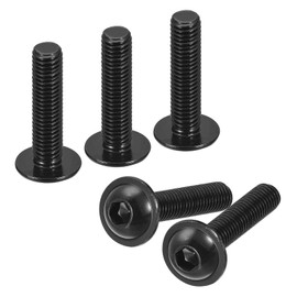 sourcing map Flanged Button Head Socket Cap Screws, 25 Pcs M8x40mm - 304 Stainless Steel Socket Drive Fasteners Bolts, Fully Thread Machine Screws for Furniture Installation (Black)