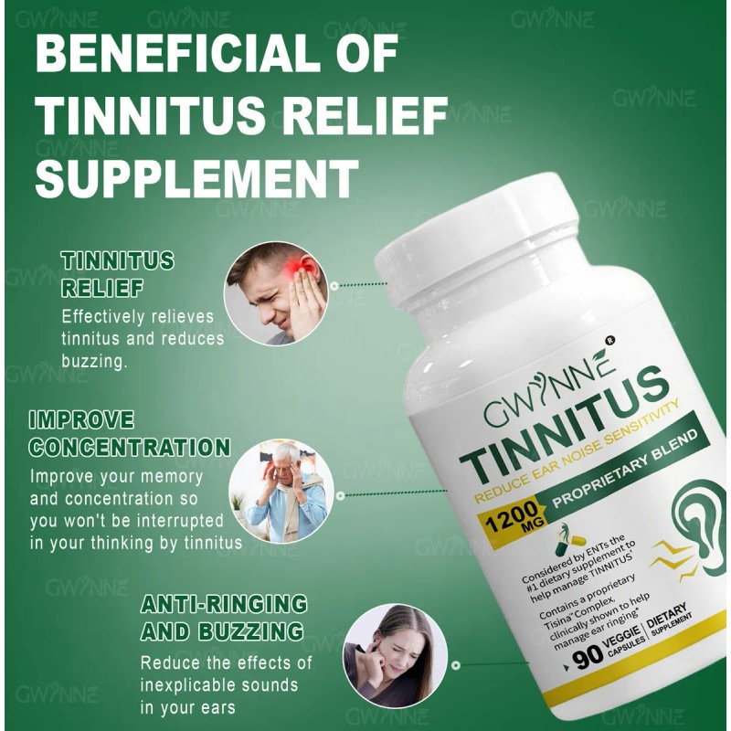 Gwynne Ear Ringing Relief 1200mg: Tinnitus & Meniere's Syndrome Supplement