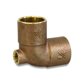 Supply Giant CFCT1218 Cast Brass Baseboard Tee Fitting with Solder Cup to Female Thread Connection and Solder Cup Branch, 1/2" x 1/8" x 1/2"