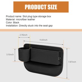 Sumjig 1 PC Car Seat Gap Storage Bag, 7.8" x 11.6" Gap Leak-proof Filler with Power Port Water Bottle Key Phone Wallet Multi-function Organizer, Interior Modification Accessories, for Cars (Black)