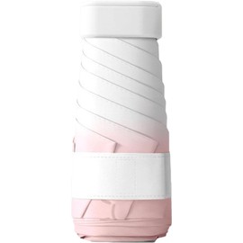 Mini Sun Travel Umbrella Ring handle Coating Layer Fabric Blocking/anti UPF 50 UV Protection 99.9% Compact Folding Purse Umbrella/Lightweight Small Portable BackpackMen Women Kids/Rain/ Sun/Travel Umbrella (Coral Powder)