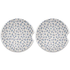 Burbuja Little Blue Flower Car Coasters for Cup Holder 2 Pack, Absorbent Ceramic Car Cup Holder Coasters with Finger Notch, Cute Car Assecories for Women
