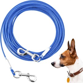 Mi Metty Tie Out Cable for Dogs,20FT Dog Leads,Heavy Duty Tie Out Cable for Large Dogs Up to 125lbs,Durable Dog Runner Tether Line for Outdoor,Yard