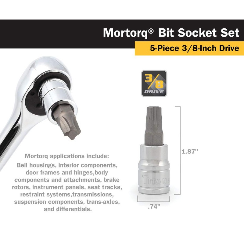 Titan 68965 5-Piece 3/8-Inch Drive Mortorq Bit Socket