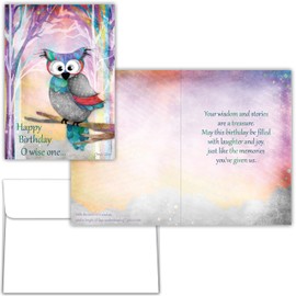 Shared Blessings Owl Birthday Card O Wise One, 1 Count Cute Religious Birth Day Greetings with Christian KJV Scripture