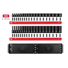TEKTON 3/8 Inch Drive 6-Point Impact Socket Set with Rails, 38-Piece (6-24 mm) | SID91211