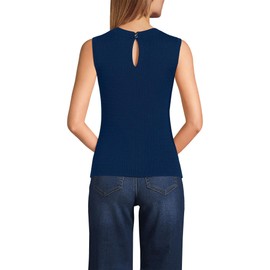 Lands' End Women's Fine Gauge Baby Cable Crew Neck Sleeveless Sweater - Set Top X-Large Deep Sea Navy