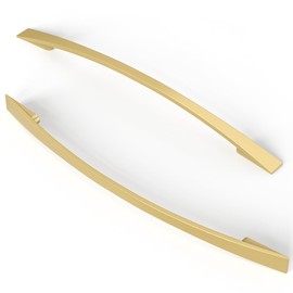 FURNIWARE Pack of 5 Cabinet Pulls, Zinc Alloy Drawer Pulls, Hardware Modern Kitchen Cabinet Door Handles, for Kitchen and Bathroom Cabinets Cupboard, Brass-192mm(7.6 Inch) Hole Center