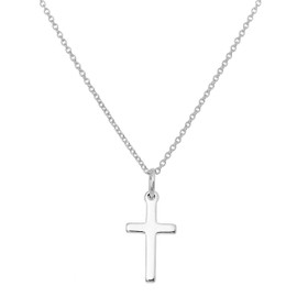 Plain Sterling Silver Cross on 16 Inches Chain