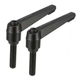 uxcell M10 x 40mm Handle Adjustable Clamping Lever Thread Push Button Ratchet Male Threaded Stud Knobs Rotating Screw Handles Bolts with Locking Lever Black 2pcs
