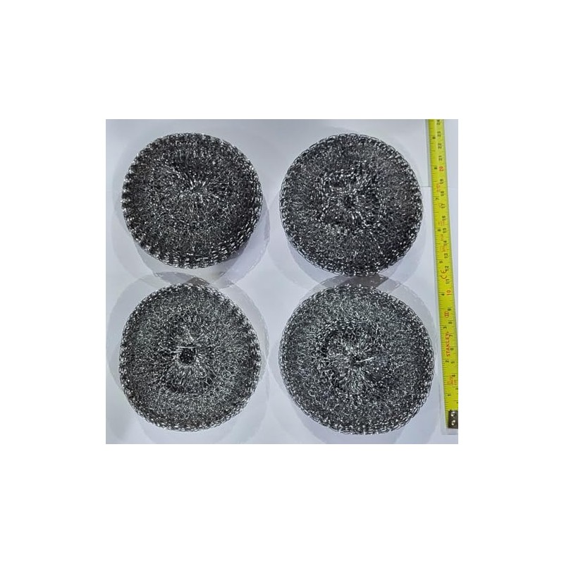 CyberSunrise Large Stainless Steel Scourers - 4 Pieces