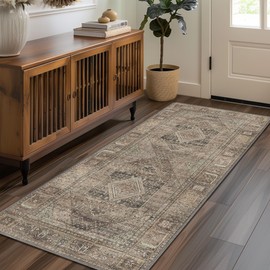 GENIMO Runner Rug 3x8 Non Slip，Machine Washable Hallway Runners Low Pile Thin Rugs, Carpet Runner for Living Room Hall Entryway, Bedroom and Kitchen Runner, TAN