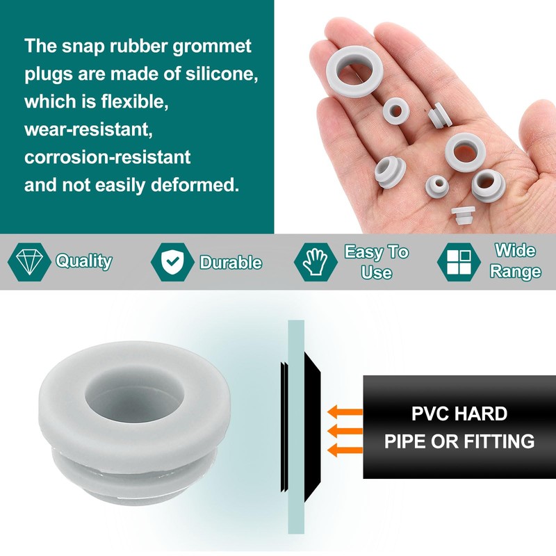 sourcing map 12Pcs Rubber Grommets, Mount Dia 10.5mm ID 7.5mm
