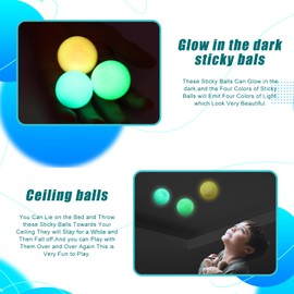 Dream Balls,Glow in The Dark Sticky Balls that Stick to The Ceiling,Stress Relievers for Kids and Adults,Elevated Balls,ASMR Cool Stuff for Teens,Lumi Balls,Stocking Stuffers (3pcs)