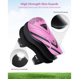 Shin Guards Soccer Kids Youth, CE Certified Airsfish Shin Pads Protection Gear for 2-18 Years Old Boys Girls Teenagers High Impact Resistant Breathable Comfortable 1 Pair 4 Sizes (Small, Pink)