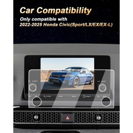 Screen Protector For 2022-2026 Honda Civic - 7-Inch Navigation Tempered Glass Screen Protector For 2022-2026Civic(Sport/LX/EX/EX-L/Sport Hybrid) Accessories 9H Hardness - HD Clear Anti-Fingerprints