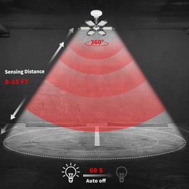 Motion Sensor Garage Light, 20000LM 200W Garage Lights Ceiling Led Motion Activated,Motion Light Indoor with Dusk to Dawn, E26/E27 Screw in Shop Light for Basement Barn Attic Warehouse