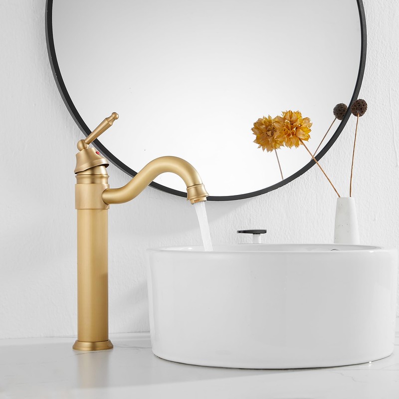 GGStudy Tall Body Single Handle One Hole Bathroom Vessel Sink