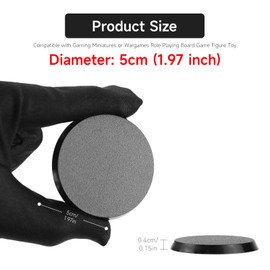 DisplayMore 50Pcs 50mm/1.97inch Plastic Model Miniature Bases,4mm/0.16 Thick Circular War Figure Display Stands For Gaming Miniatures or Wargames Role Playing Board Game Figure Toy (50PCS-50mm-Black Round)