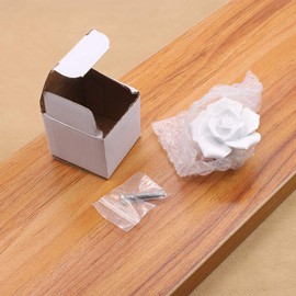 POFET Handle Zinc Alloy Ceramic Rose Single Hole Wardrobe Drawer European Antique Copper 5 Packs, Bronze White Rose