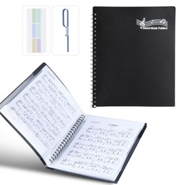 Sheet Music Folders Choral Binder: Piano Folder Organizer Writable with Pockets 40 Sleeves 80 Pages - 8.5 x 11 Inch Storage Folder for Choir Singer Band Stage Performance