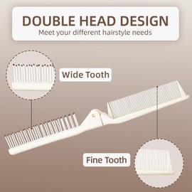 Foldable Comb, Pack of 2, Double-Sided Folding Combs in Black and White, Compact Travel Brush with Miniature Size for Handbag & Pocket - Universal Use as Beard Comb, Hair Brush & Bags