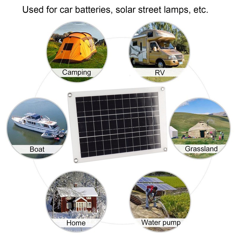 20W Polycrystalline Solar Panel Kit Flexible Photovoltaic Charging Panel with