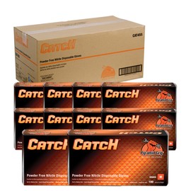Adenna ProWorks CATCH Disposable Nitrile Gloves – 9 Mil, Heavy Duty Work Rubber Glove with Raised Pyramid Grip, Non–Latex & Powder Free, Case of 1000, Medium, Orange
