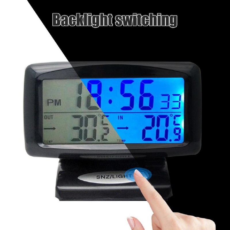 Car Temperature Measurement Thermometer Indoor Outdoor Electronic Clock LCD Backlight