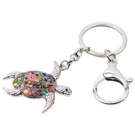 BONSNY Enamel Metal Turtle Keychain For Women Girls Gifts Car Purse bag Tortoise Pendant Charms (A)
