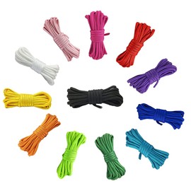 Samcos Paracord Tent Rope, 12 Colors Set, 0.16 inches (4 mm), Length 16.8 ft (3 m), For Camping and Outdoors, Colorful, Load Capacity, Multifunction, DIY Crafting, Gardening Rope, Friendship Bracelet Set, Craft Set (Pure Color)