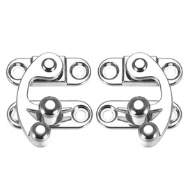 sourcing map Decorative Antique Right and Left Latch Hook Hasp Swing Arm Latch Silver Tone 1 Set
