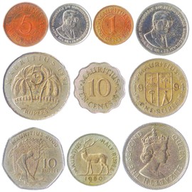 Mauritius 10 Mixed Coins | Cents | Rupees | Old Collectible Mauritian Money | Since 1987