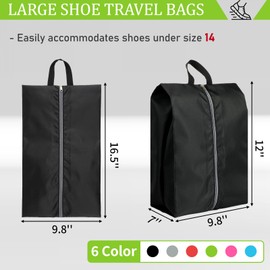 Shoe Bags for Packing, Set of 6 Large Colorful Waterproof Portable Shoe Bags with Zipper - Travel Essentials for Women and Men