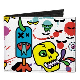 Buckle-Down Men's Standard Canvas Bifold Wallet Monsters, 4.0" x 3.5"