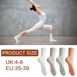 APOMOONS 4 Pairs of Pilates Socks Women, 35-40 Non-Slip Yoga Socks, Stopper Socks Women, Yoga Socks, Grip Socks for Pilates, Rehabilitation, Dance, Yoga, Fitness, multicoloured, One size fits all