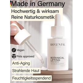 ROSENTAL Organics Natural Botanical Lifting Effect Serum with Hyaluronic Acid and Caffeine Anti-Wrinkle Face Care - Hyaluronic Acid Face Serum - Moisturising Serum - Anti-Ageing Natural Cosmetics (30