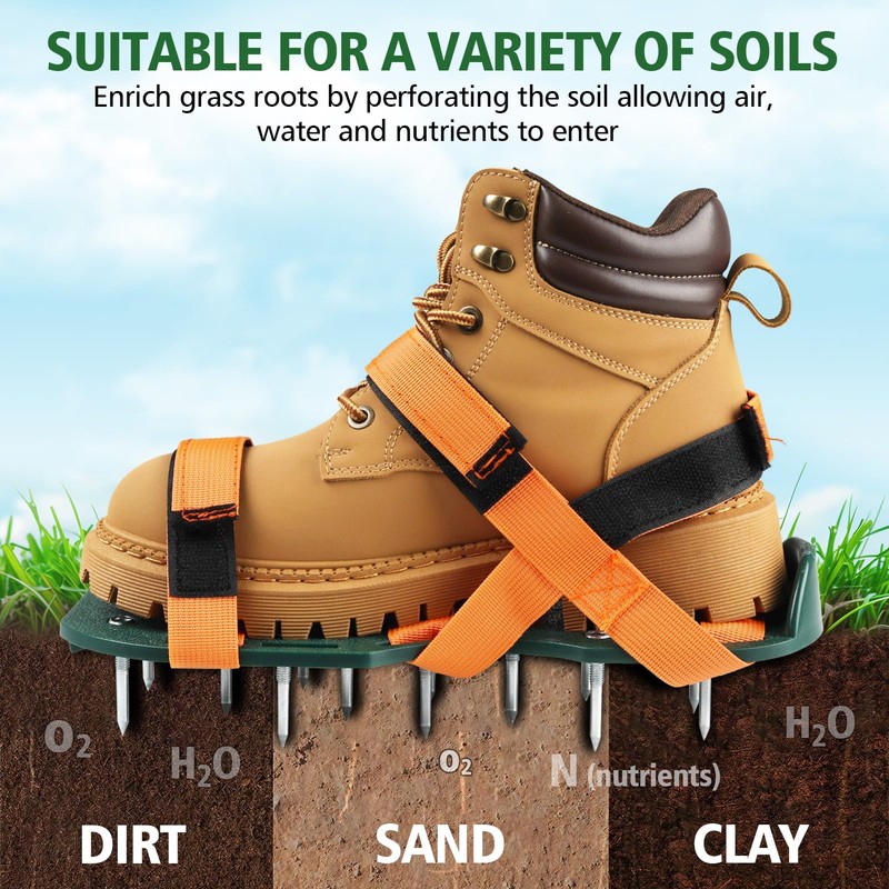 Lawn Aerator Shoes for Grass, Lawn Aeration Shoes with Adjustable