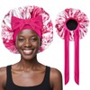 Ptrin Satin Bonnet,Double-Sided Silk Bonnets for Sleeping,Night Hairs Sleep Cap with Elastic Band,Head Cover Hat as Women Girls Long,Straight,Curly Hair Due to Women,Tie-Dye Pink