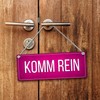 Pink Reversible Sign with Cord "Bitte nicht stören - Komm