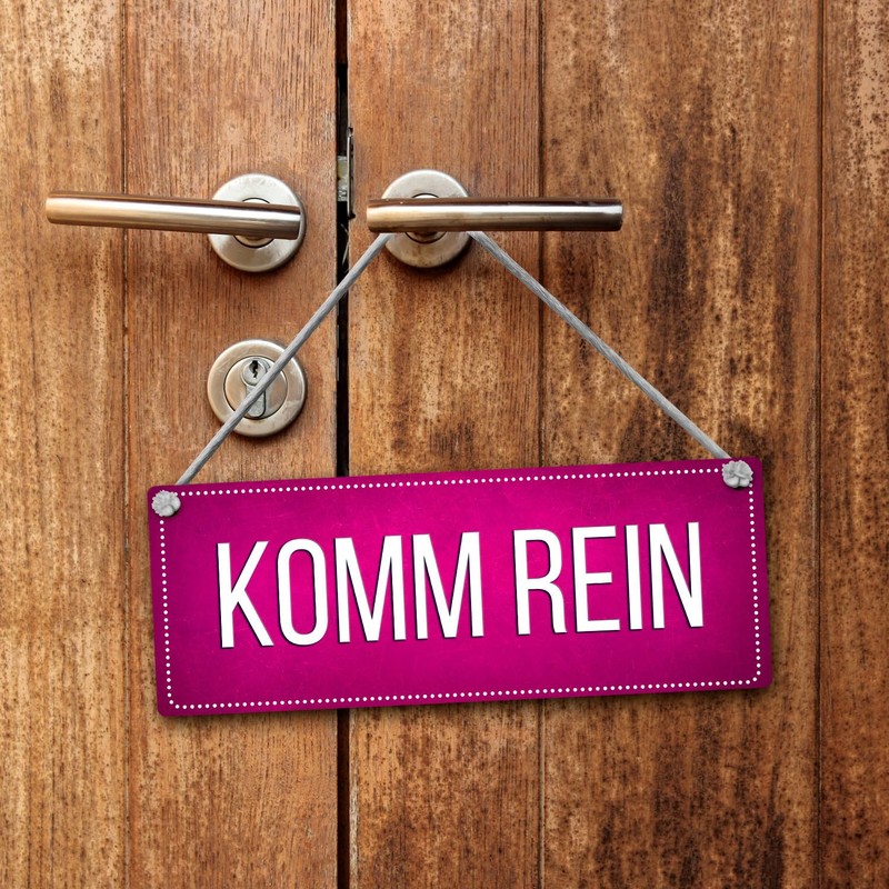 Pink Reversible Sign with Cord "Bitte nicht stören - Komm