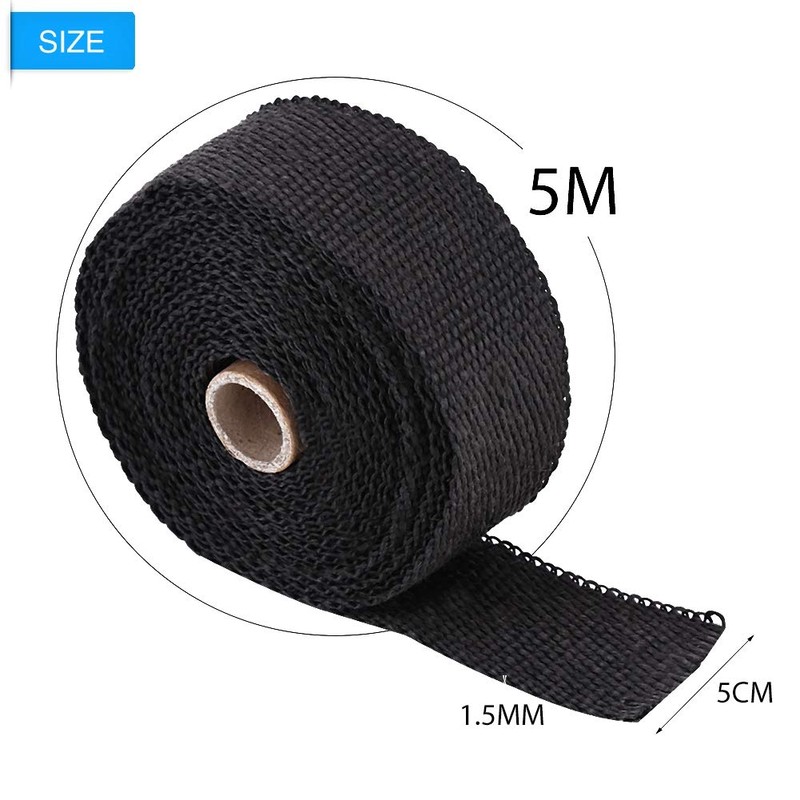 Exhaust Pipe Wrap, 16 ft Black High Heat Insulation Exhaust