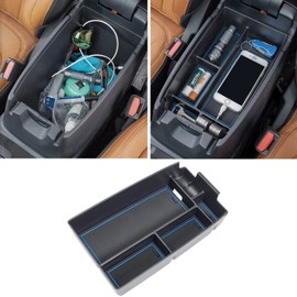 TOPINSTALL Blue Center Console Tray Compatible with Ford Escape 2020-2026 / Bronco Sport 2021-2026 Accessories, Armrest Box Long Compartment Storage Organizer Coin Container