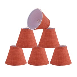 Aspen Creative 51044-6,Hardback Empire Transitional Clip-On Chandelier Shade/Brick Red Burlap Textured Fabric. 3"Top x 6"Bottom x 5"Slant.Set Of 6.