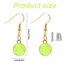 Mikovivi Tennis Ball Dangle Earrings for Women, Cute Softball Drop Stylish Jewelry Gifts Accessories Supplies Outfit for Women Sport Lovers Player Fan