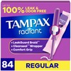Tampax Radiant Tampons for Women, with LeakGuard Braid, Regular Absorbency,