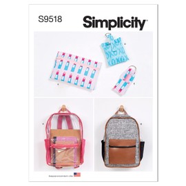Simplicity Keychain Holder, Cosmetic Case, and Backpack Sewing Pattern Kit, Code S9518, One Size, Multicolor